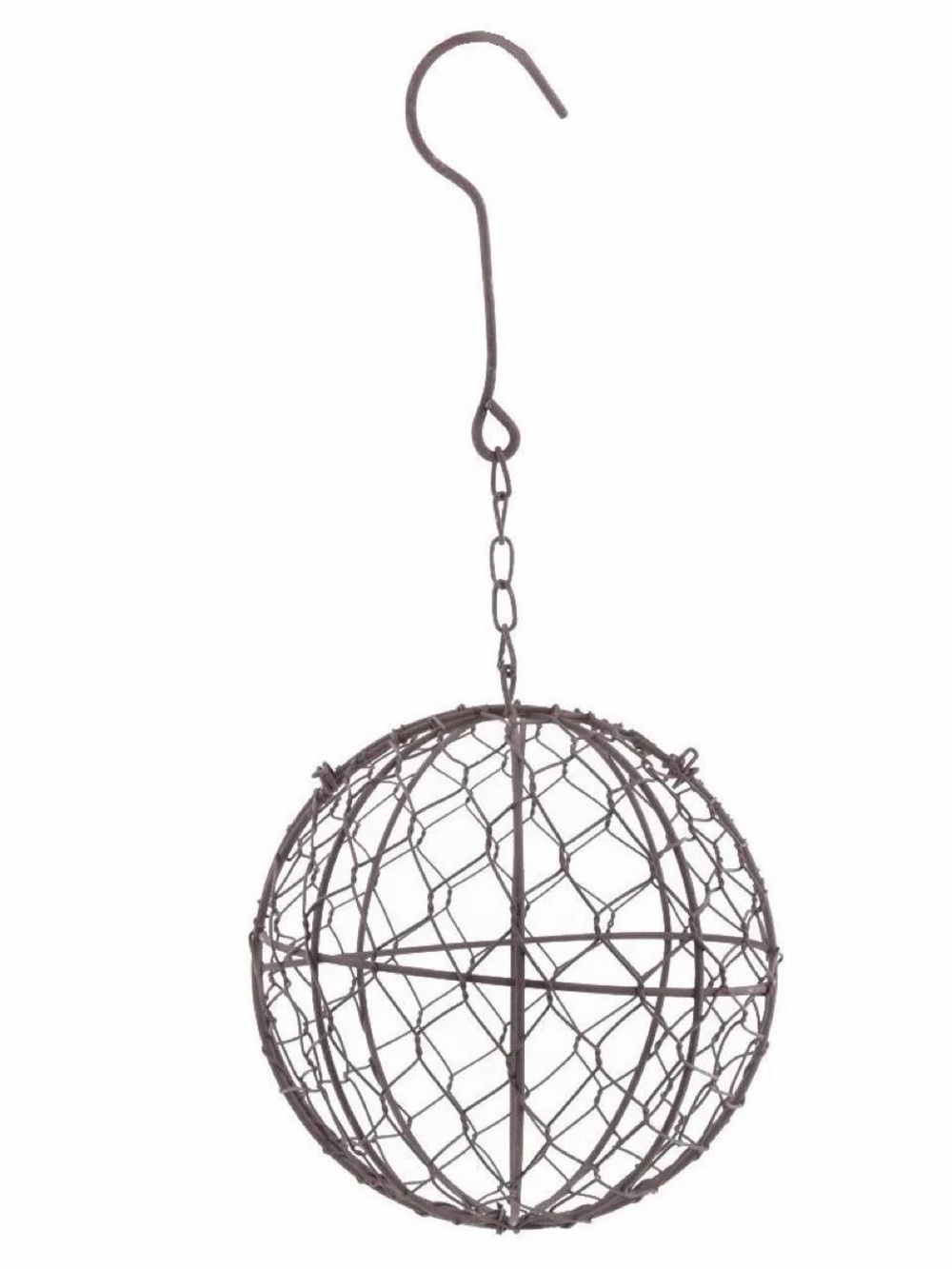 Rustic Hanging Wire Sphere Planter - Brown